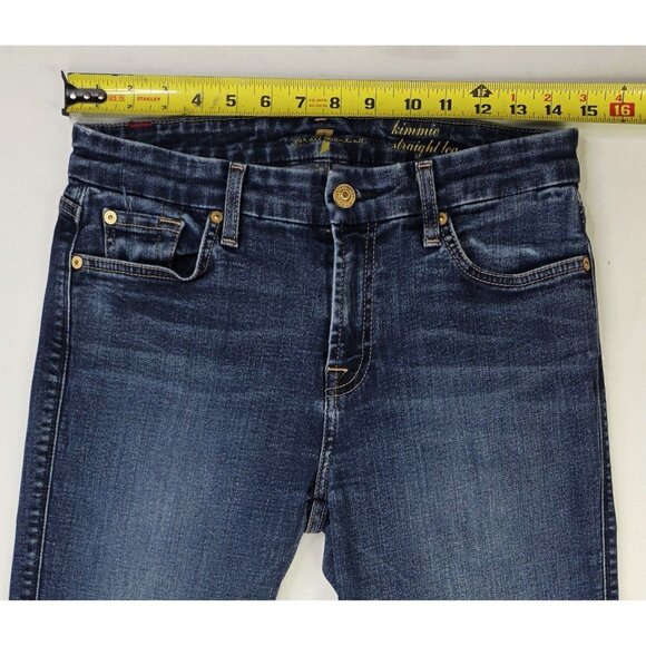 7 For All Mankind Size 29X32 Women Kimmie Straight Leg Blue Denim Logo Tag Jeans - Picture 2 of 13